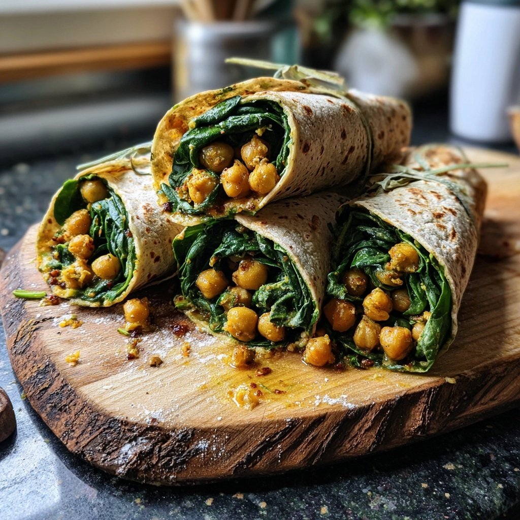Curried Chickpea Wraps with Spinach