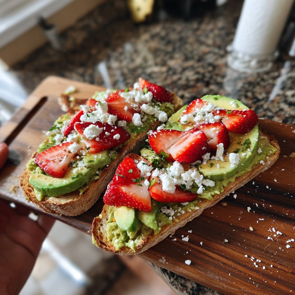 Avocado Strawberry Toast with Feta