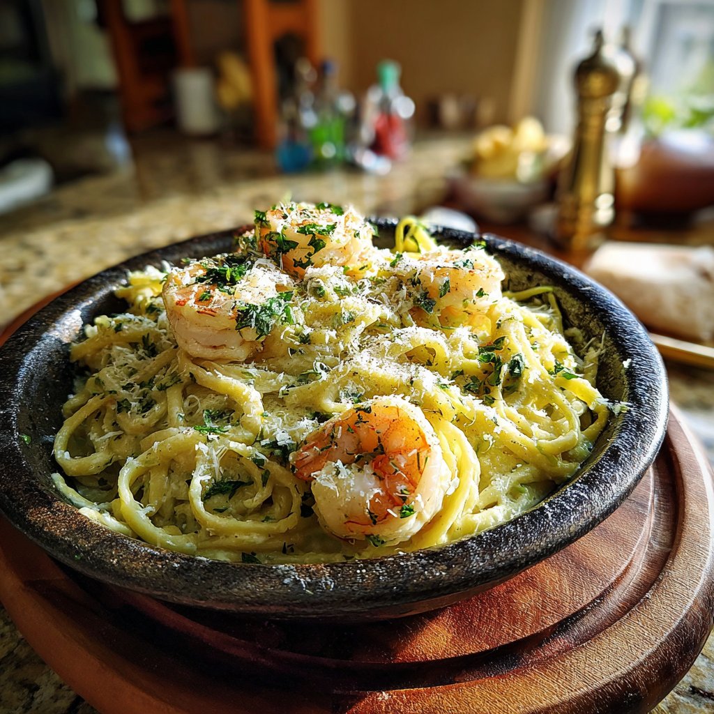 Zucchini Noodle Shrimp Alfredo